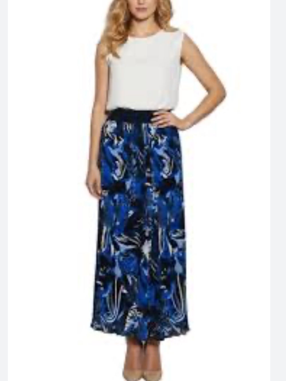 Hugo Boss Blue and Black Swirl Print Maxi Skirt